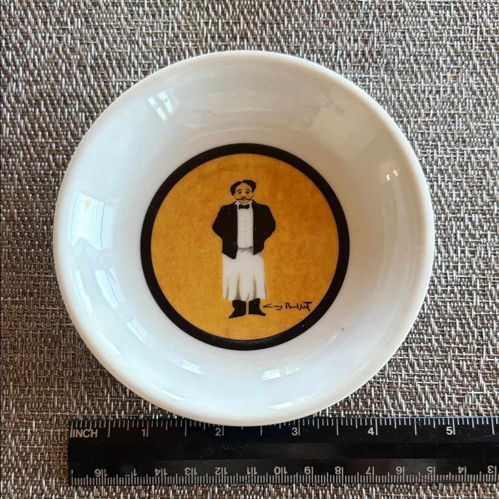 Guy Buffet French Gourmet Les Garcon Waiter Small Dish / Spoon Rest Black & Gold